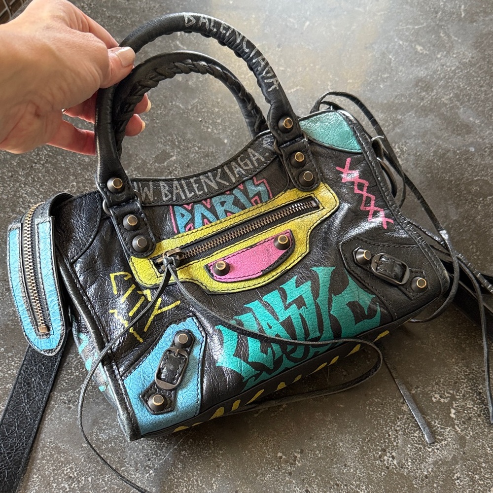 Balenciaga Graffiti Mini Bag in Black and Multicolor
